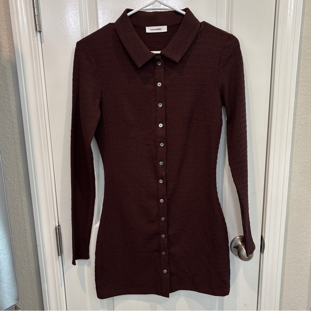 NWOT Brown Long Sleeve Button-Up Shirt
